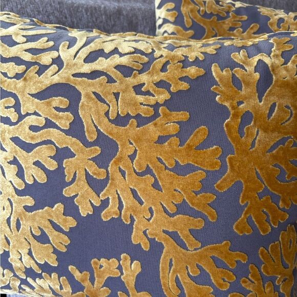 St Tropez Gold and Gray Coral Accent Pillows - Picture 3 of 8